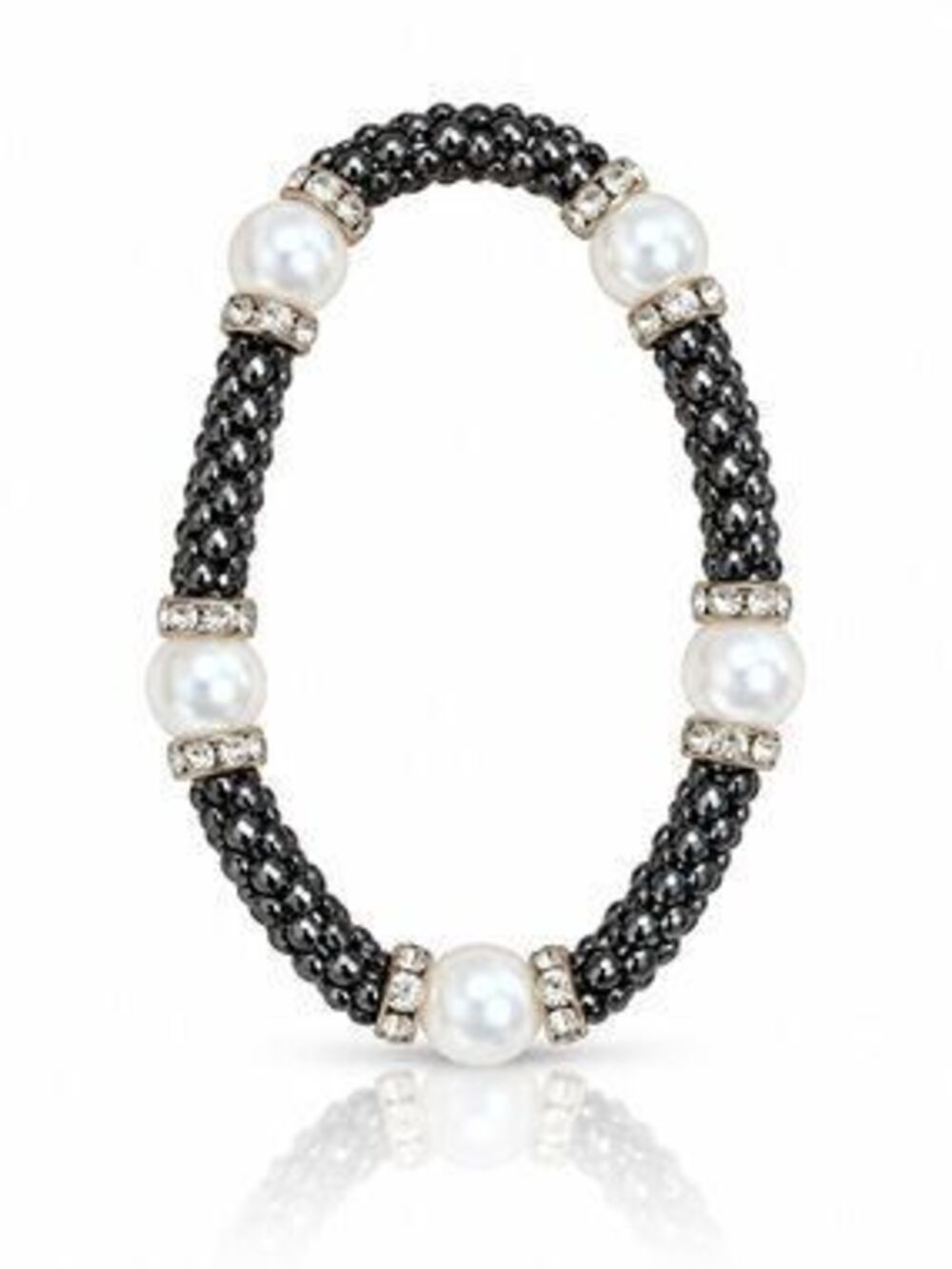 Black Bracelet with Pearl Accents